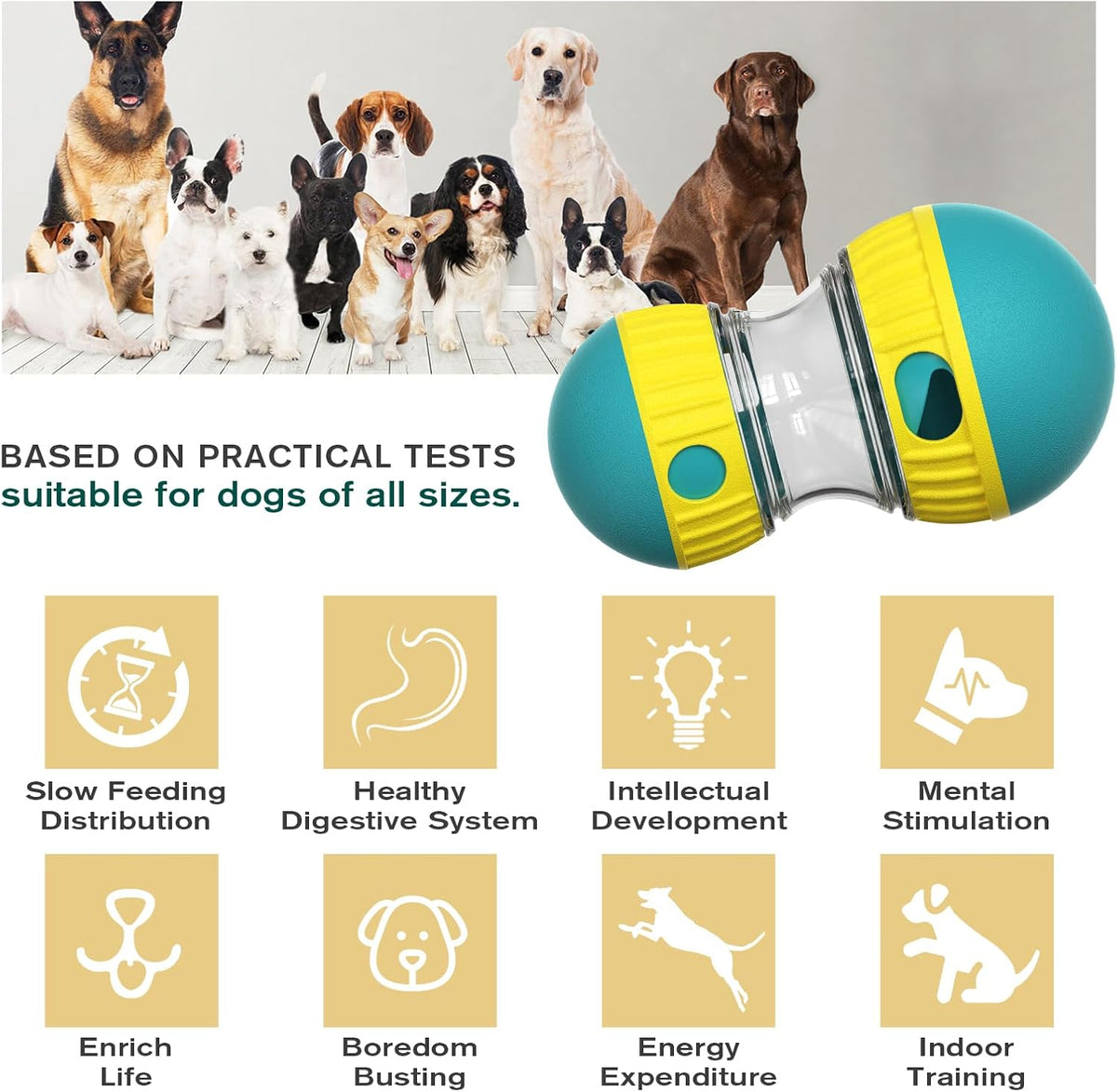 Dog Puzzle Toy Adjustable Treat Dispensing Ball Food Dispenser Tough Slow Feeder Puppy Enrichment Training Toy - view 2