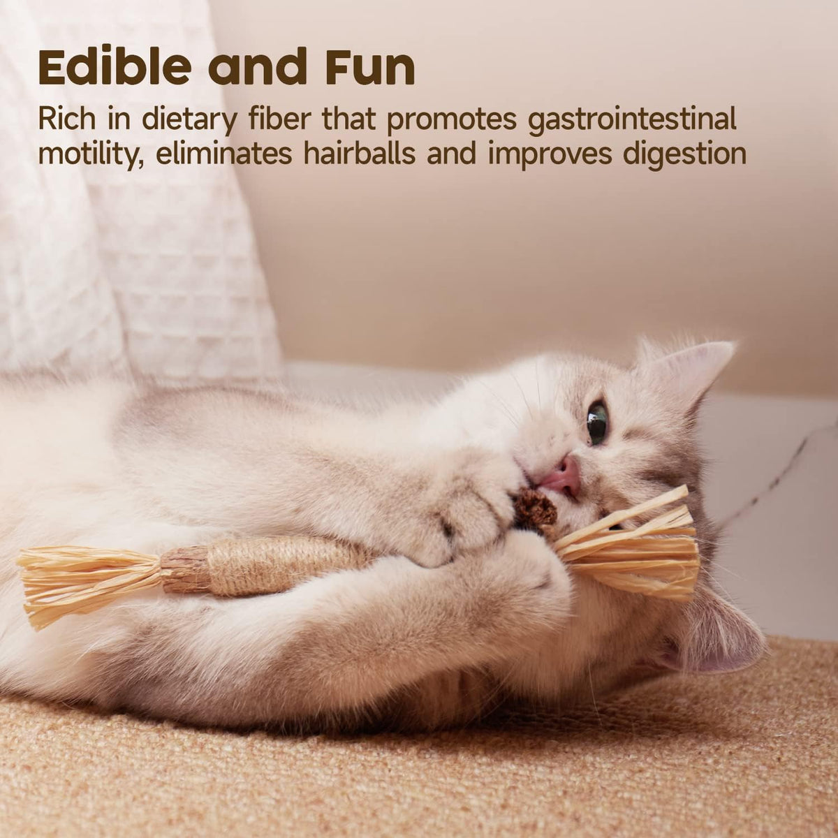 Potaroma 3 Pack Natural Silvervine Sticks Cat Toys, Catmint Silvervine Blend Sticks, Catnip Kittens Chew Toys  - view 3