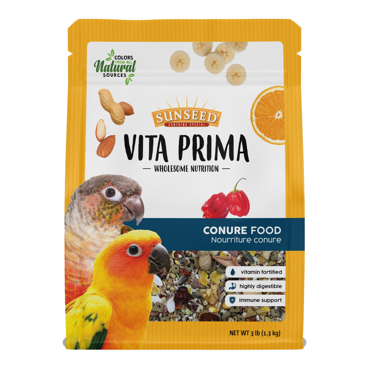 Sunseed Vita Prima Conure Food – Nutrient-Rich Blend with Fruits, Vegetables & Seeds Supports Healthy Feathers