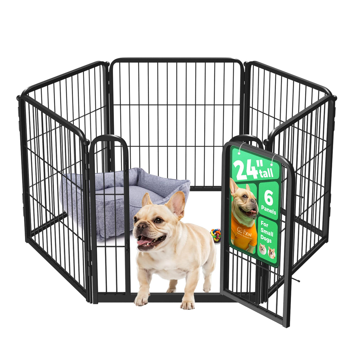 FXW Homeplus Unleashed Indoor Dog Playpen - Stress-Free and Safe Play, Heavy Duty 24 Inch 6 Panels Dog Pen for