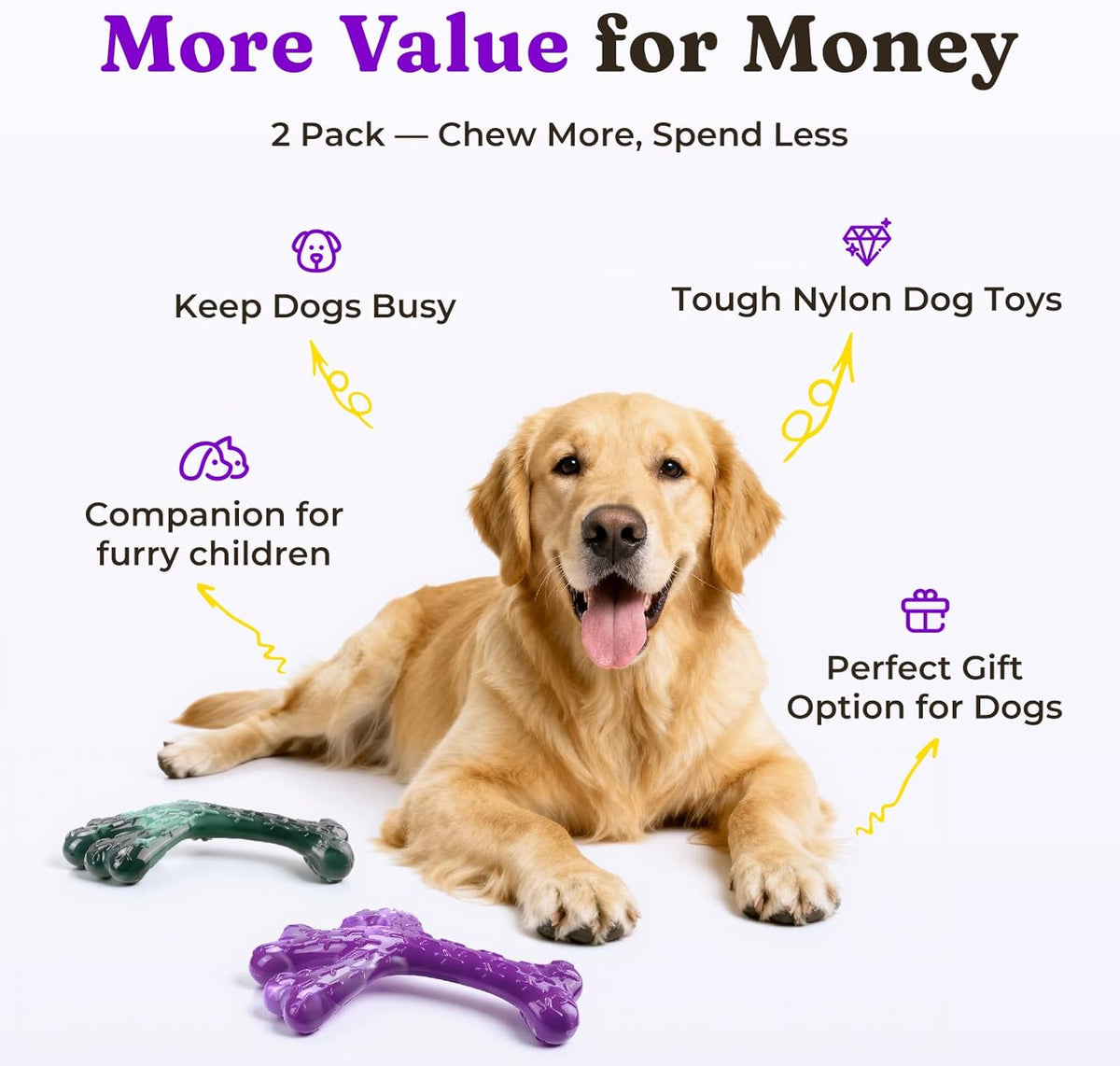 Frienhund Aggressive Chewers Dog Chew Toys - 2 Pack Tough Dog Toys for Aggressive Chewers Large Breed, Indestr - view 4