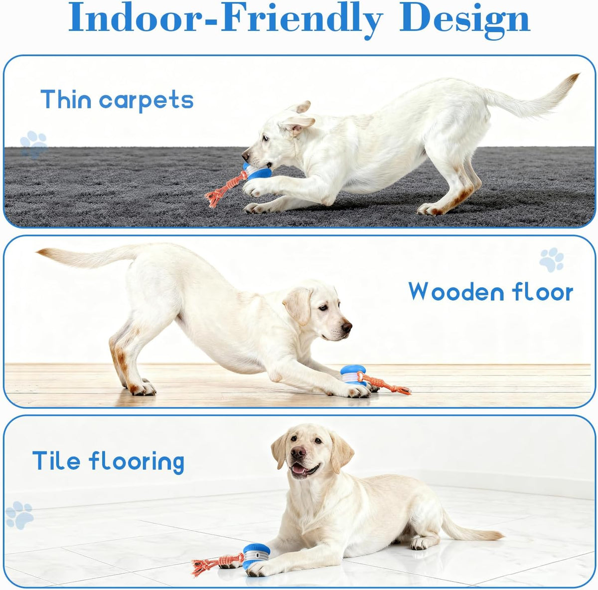 PJC Interactive Dog Toy – Automatic Electric Rolling Ball with Rope, Motion-Activated Play, Random Movement, R - view 5