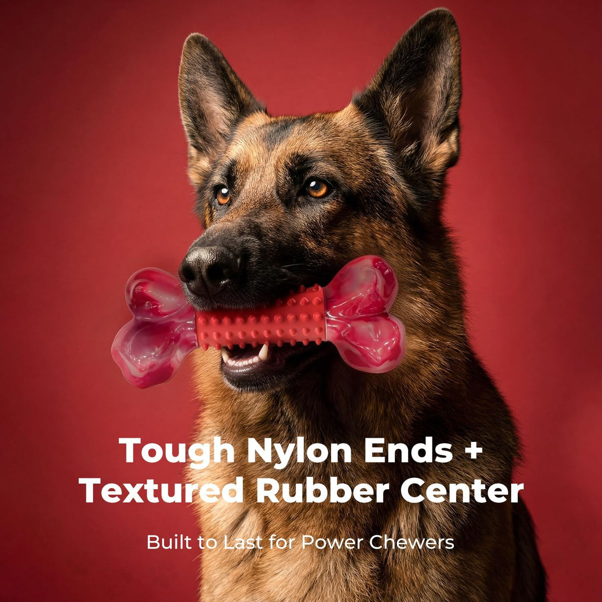 Apasiri Tough Dog Toys for Aggressive Chewers Beef Flavor: 8" Dog Chew Bone for Large Breed, Nylon & Rubber Ch - view 2