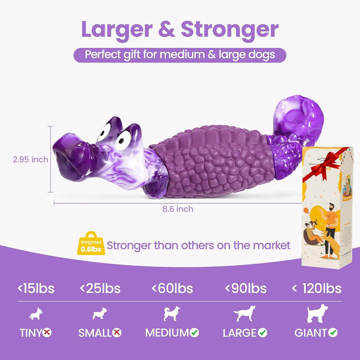 Tough Dog Chew Toys for Aggressive Chewers, Squeaky Indestructible Dog Toy for Large Dogs to Keep Them Busy &  - view 5