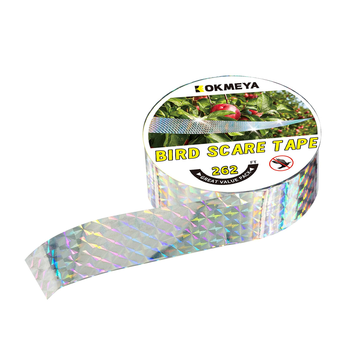 Bird Scare Reflective Tape, 262 Feet per Roll, Double-Sided Reflective, for Repelling Sparrows and Woodpeckers
