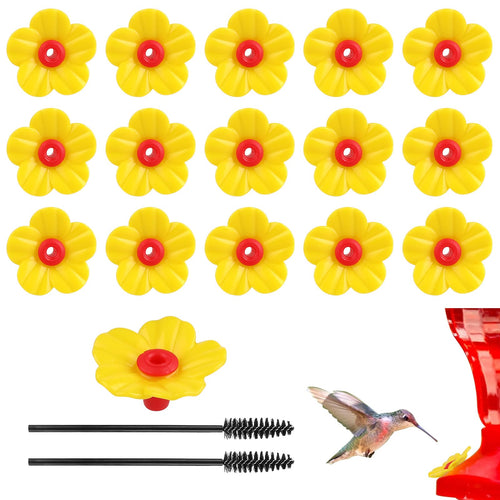 16 Pieces Hummingbird Feeders Replacement Flowers Yellow Pet Replacement Bird Feeder Replacement Parts with 2 