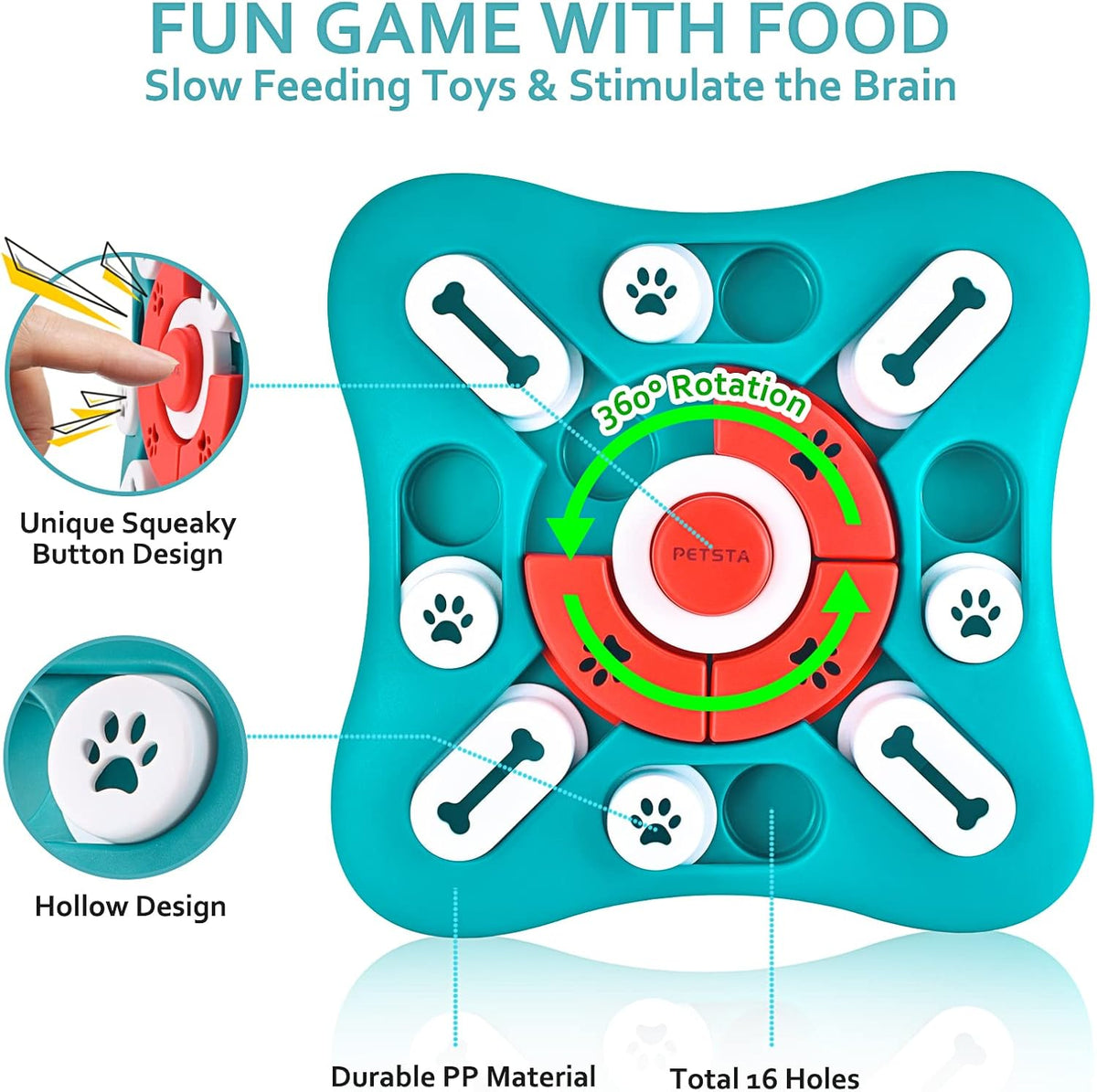 PETSTA Dog Puzzle Toys, Treat Dispensing Dog Enrichment Toys for IQ Training and Brain Stimulation, Interactiv - view 4