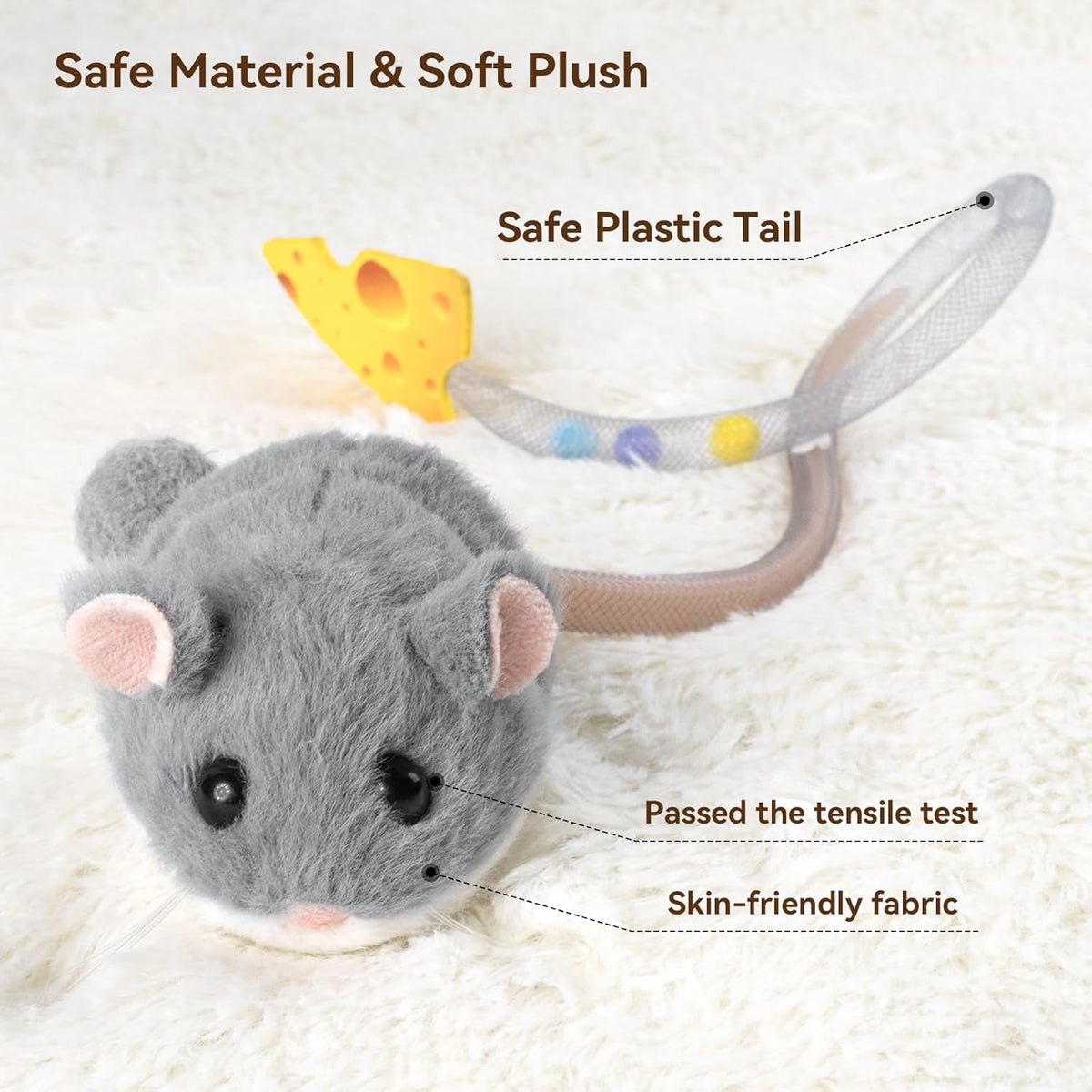 Migipaws Interactive MigiMouse Cat Toy 360° Rolling & Spin with Wiggling Tail for Indoor Cats Smart Motion Sen - view 5