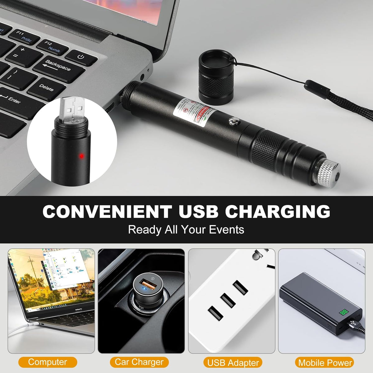 Long Range Green Laser Pointer, Laser Pointer High Power, Green Lazer Pointer Rechargeable for Hiking, Cat Las - view 2