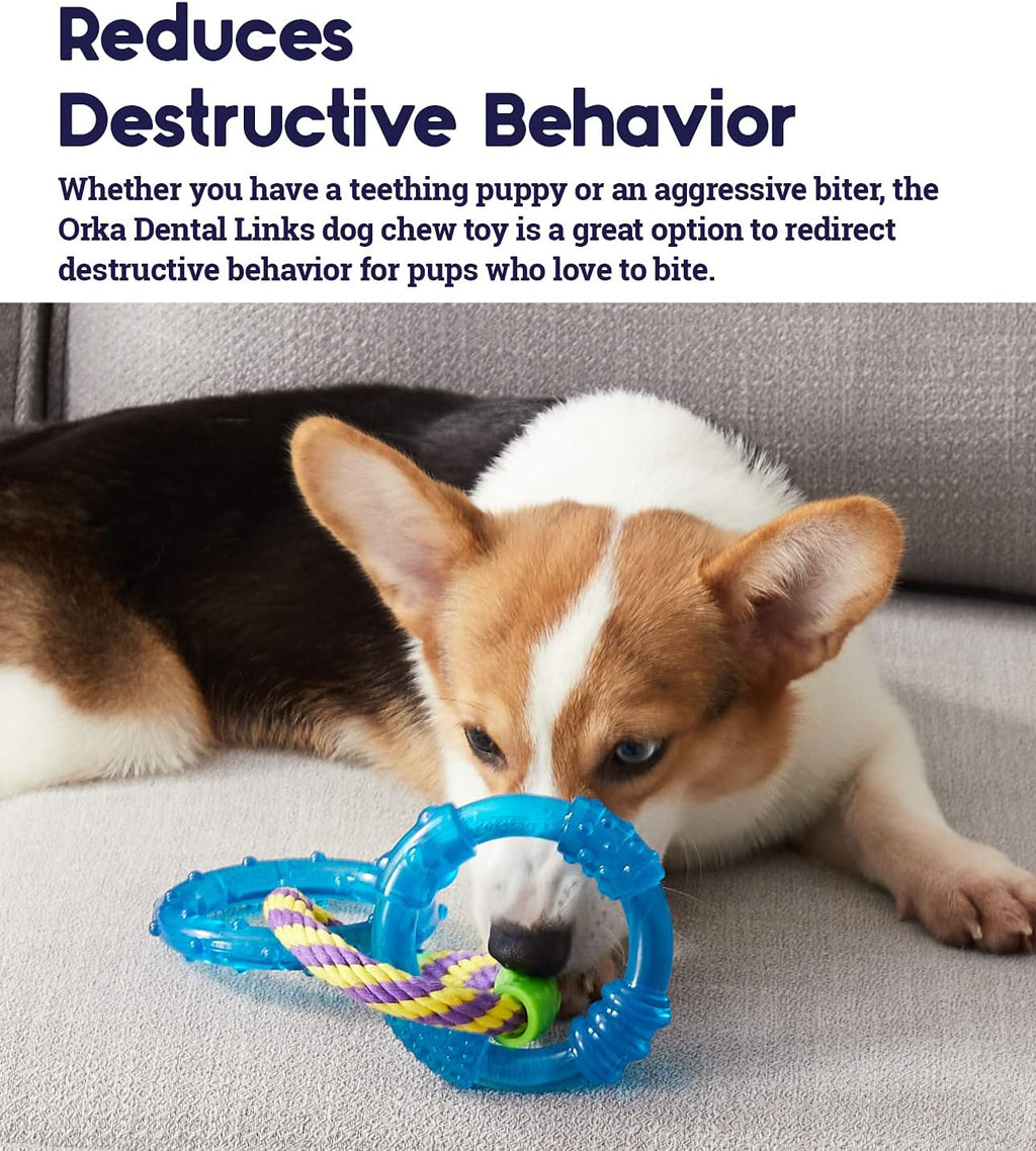 Petstages Dental Links Dog Chew Toy – Puppies & Adults, Strong Chewers, Multiple Textures & Rope, 8.5" x 4" x  - view 3