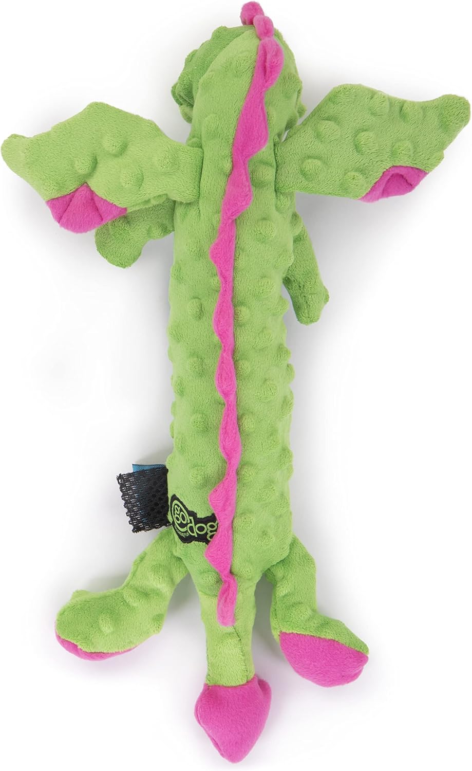 goDog Bubble Plush Skinny Dragons Squeaky Plush Dog Toy, Chew Guard Technology - Green, Large - view 5