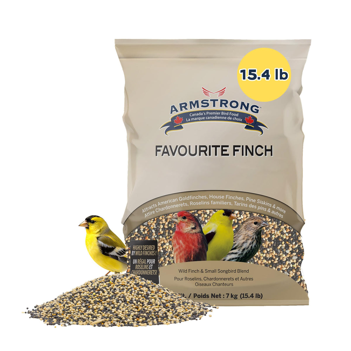 Armstrong Wild Bird Food Favourite Finch Bird Seed Blend, 15.4 Pounds - with White Millet, Canola, Nyjer and S