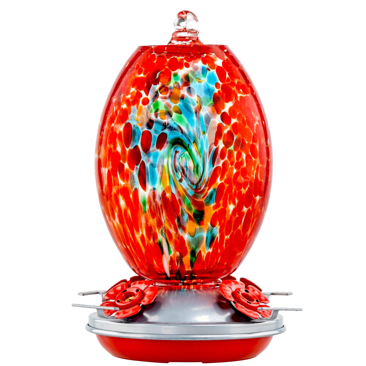 Muse Garden Glass Humming Bird Feeders for Outdoors - 27OZ Blown Glass Hummingbird Feeder - Unique Gift Mom Wo