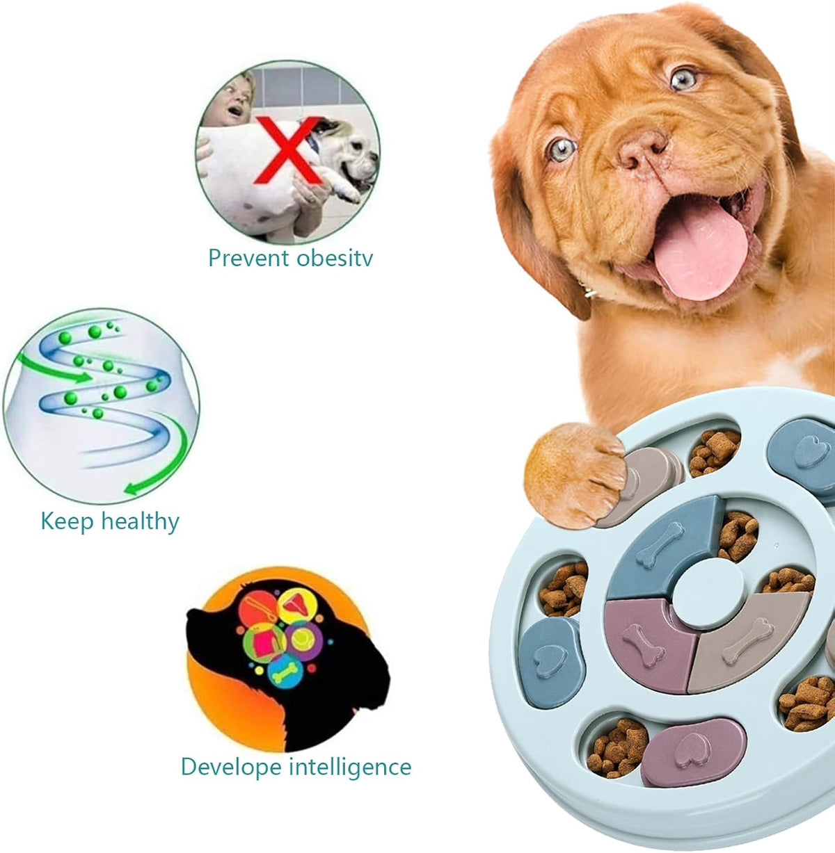 DR CATCH Dog Puzzle,Dogs Food Toys for IQ Training & Mental Enrichment,Dog Treat Puzzle(Blue) - view 4