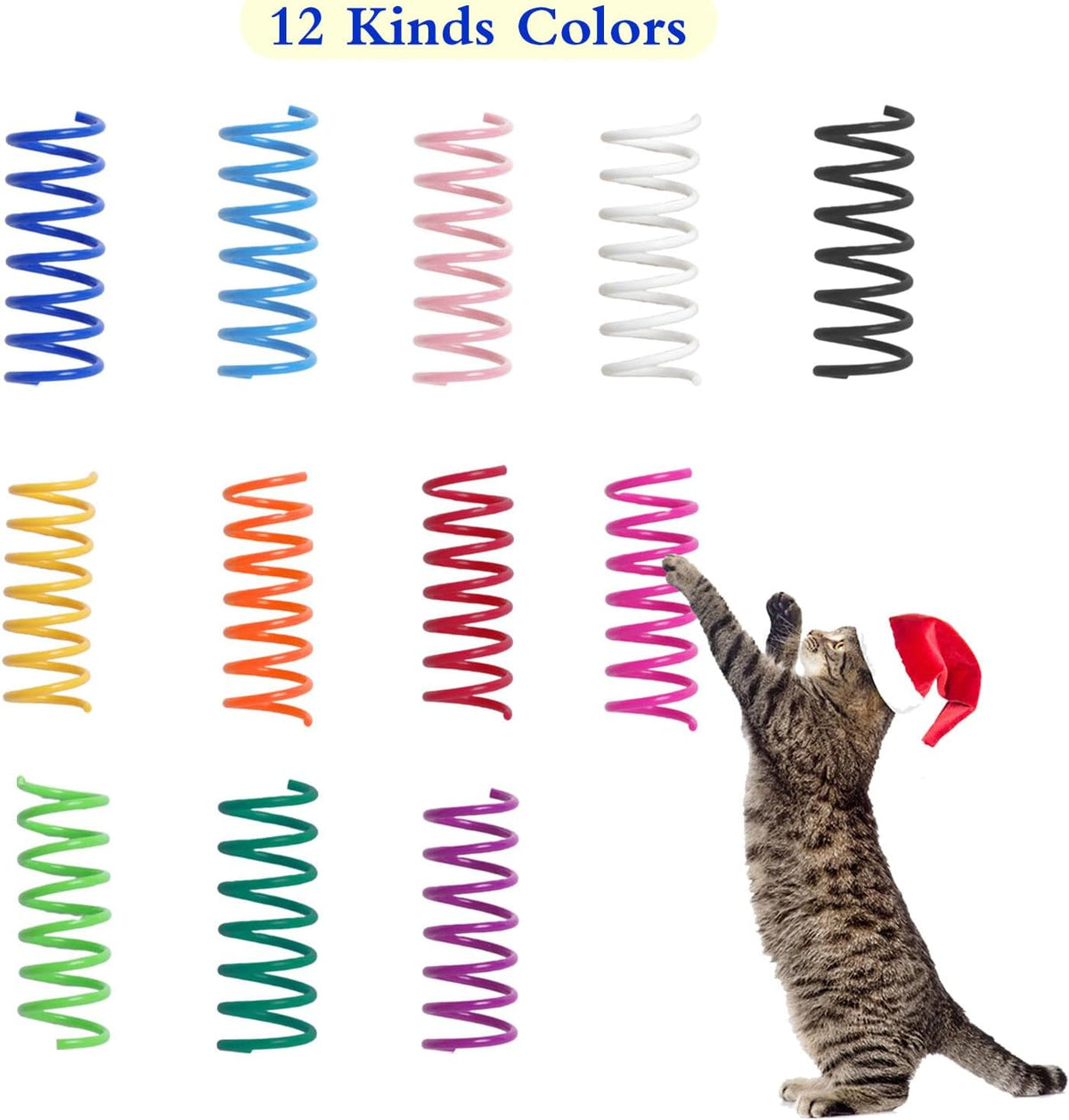Kitys Fatch 12PCS 12Colors Cat Spring Toys for Indoor Cats, Interactive Coil Springs for Self Play, Durable He - view 4