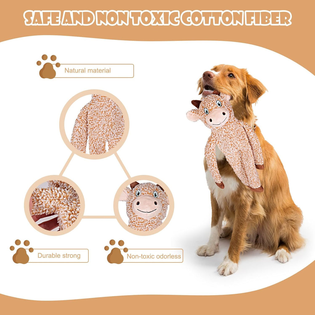 BUYPOW No Stuffing Dog Toys for Large Dogs, 5 Pack Squeaky Crinkle Interactive Dog Animals, Plush Teething Toy - view 6