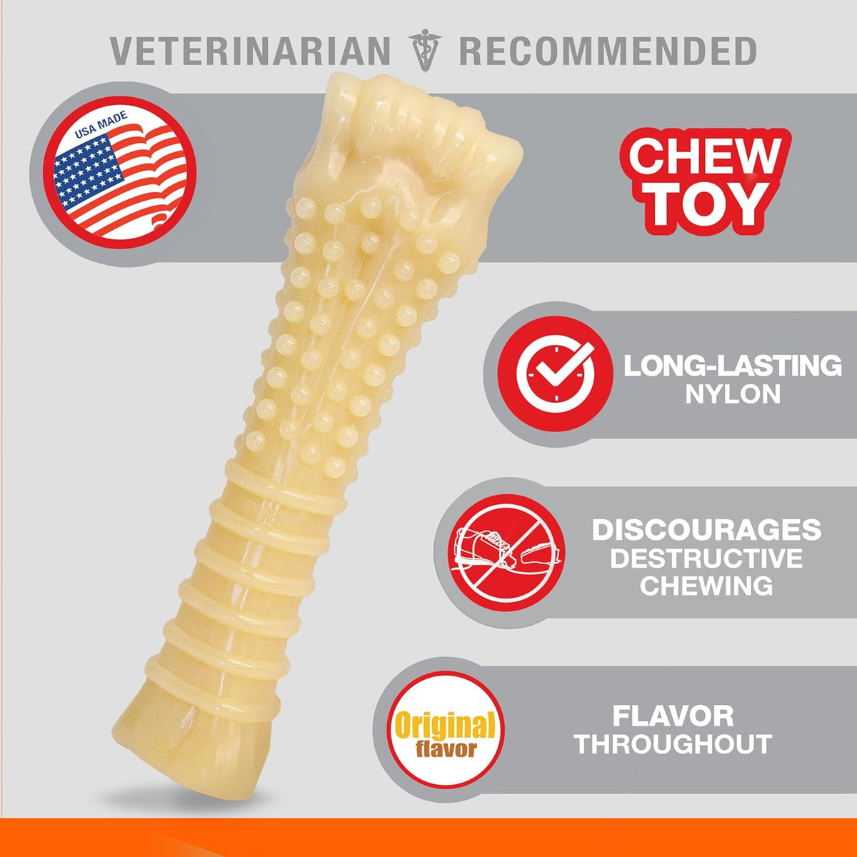 Nylabone Textured Knuckle Bone Power Chew Toy for Dogs, Durable & Tough Dog Toys for Aggressive Chewers, Origi - view 2