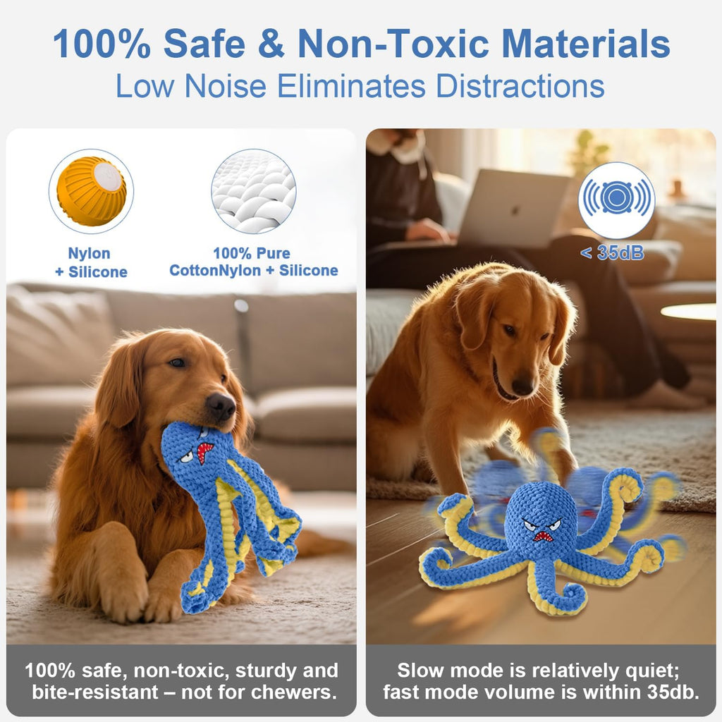 Interactive Dog Toys Octopus,Durable Automatic Jumping Dog Toy to Keep Them Busy,Squeaky Moving Tug of War Dog - view 5