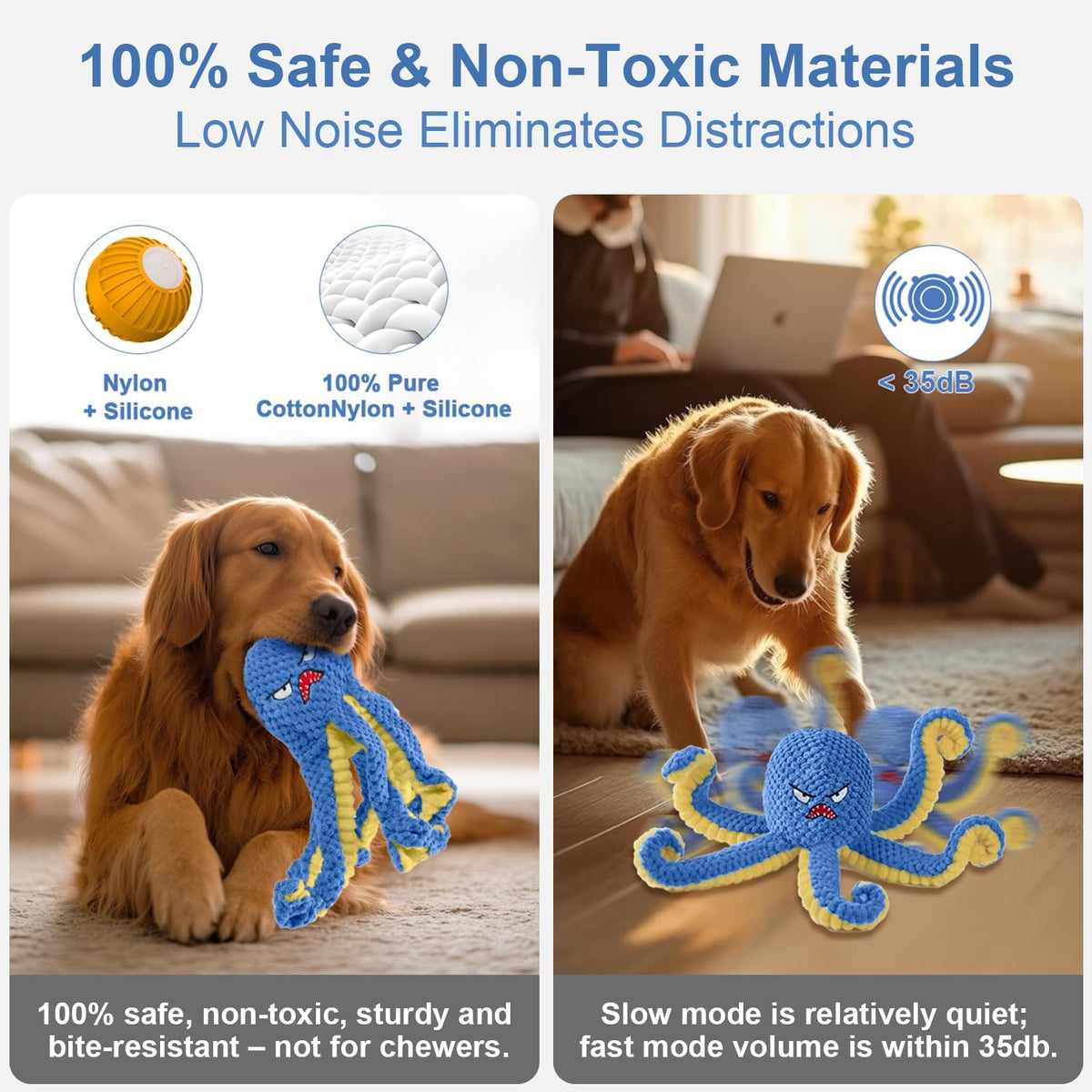 Interactive Dog Toys Octopus,Durable Automatic Jumping Dog Toy to Keep Them Busy,Squeaky Moving Tug of War Dog - view 5