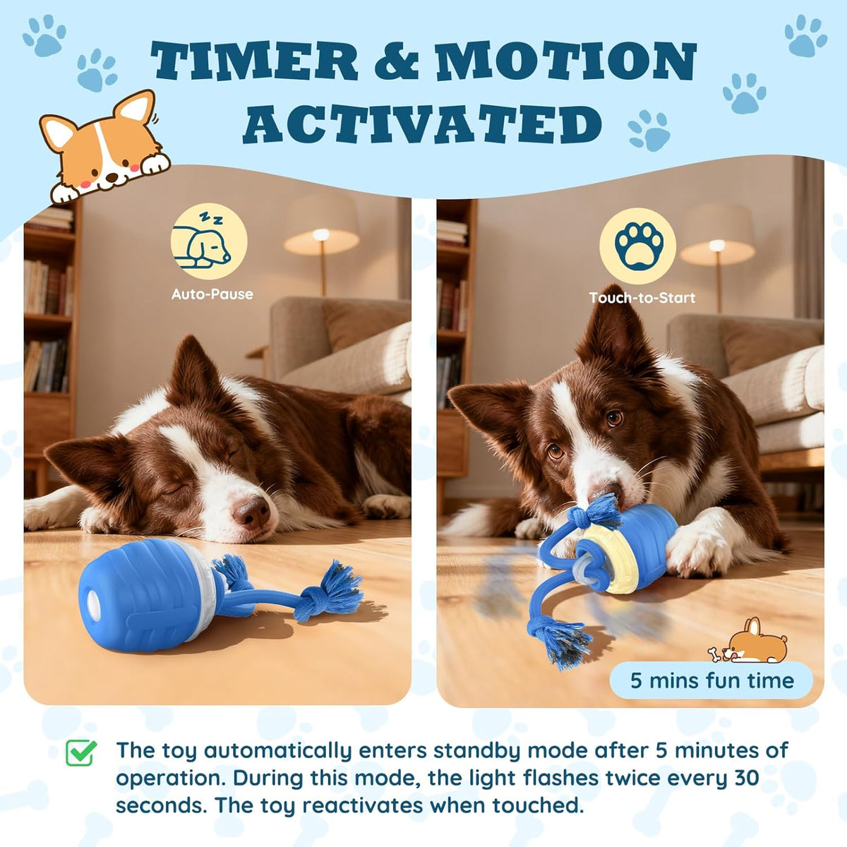 Interactive Dog Toys - 2026 Upgraded Motion Activated Balls for Medium/Large Dogs, Automatic Moving Dogs Toy W - view 4