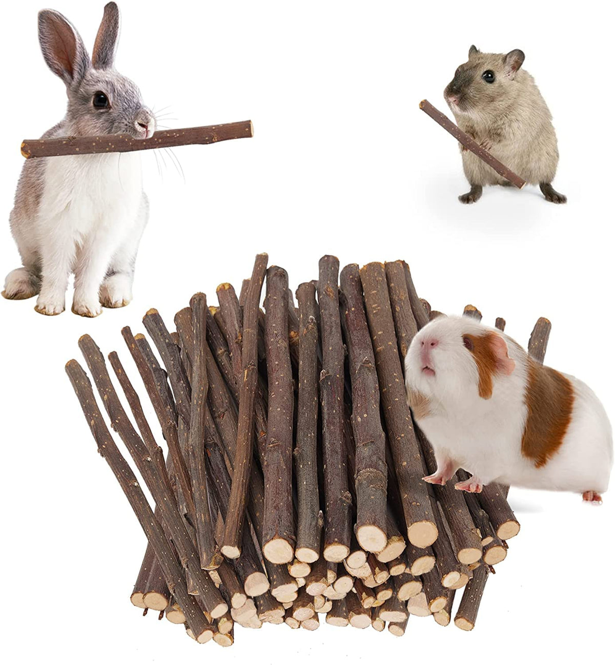 700g Apple Sticks Molar Wood Treats, Rabbit Toys Chinchilla Guinea Pig Bunny Toys Wood Chews Sticks for Teeth 