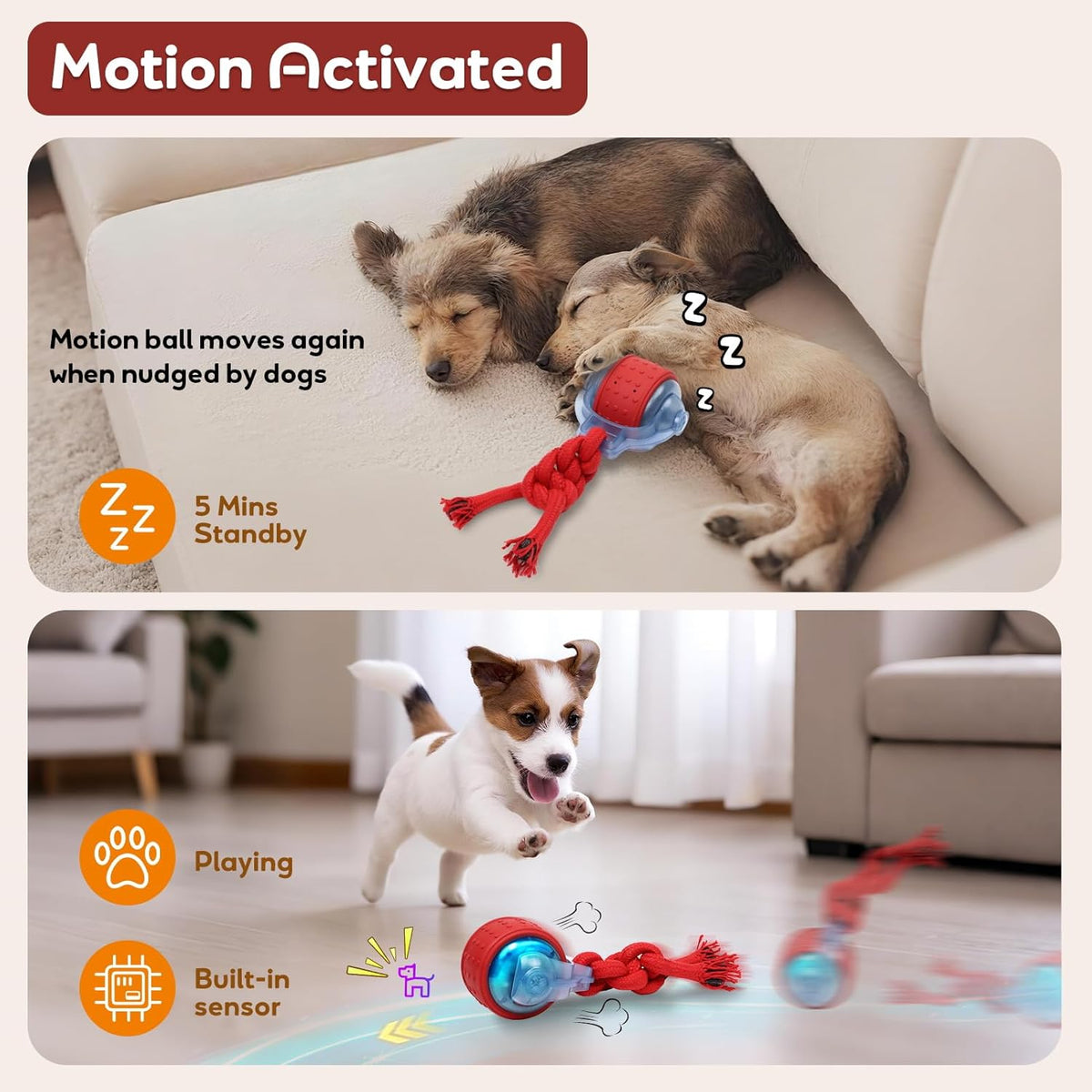 BENTOPAL Dog Toys Interactive Dogs Ball with Super High-Speed Rechargeable Dog Toy Ball for Puppies - view 4