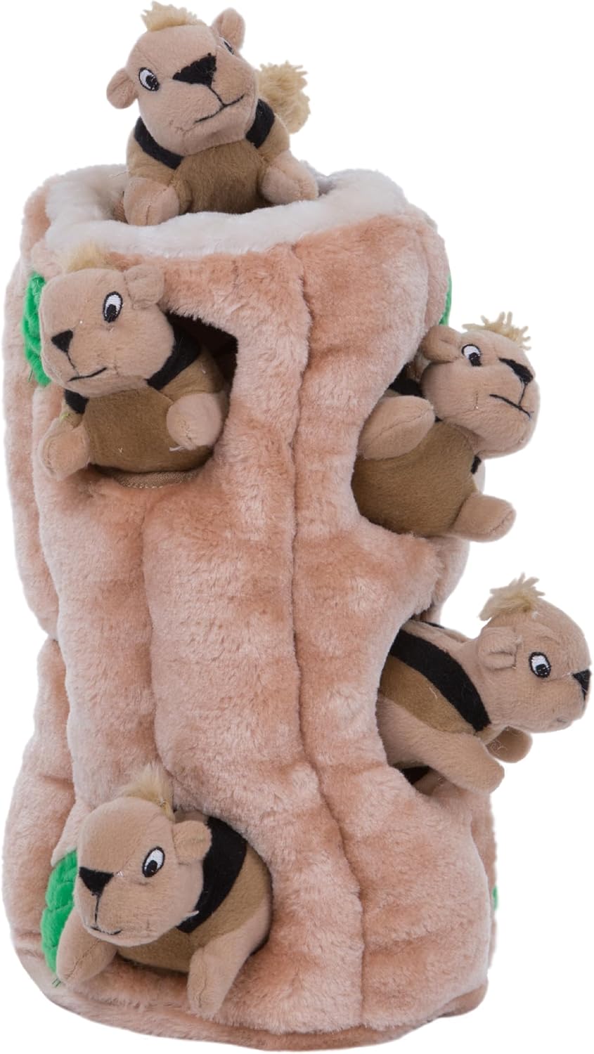 Outward Hound Hide-A-Squirrel Dog Toy – Interactive 2‑in‑1 Plush Puzzle with 6 Squeaky Removable Squirrels, X-