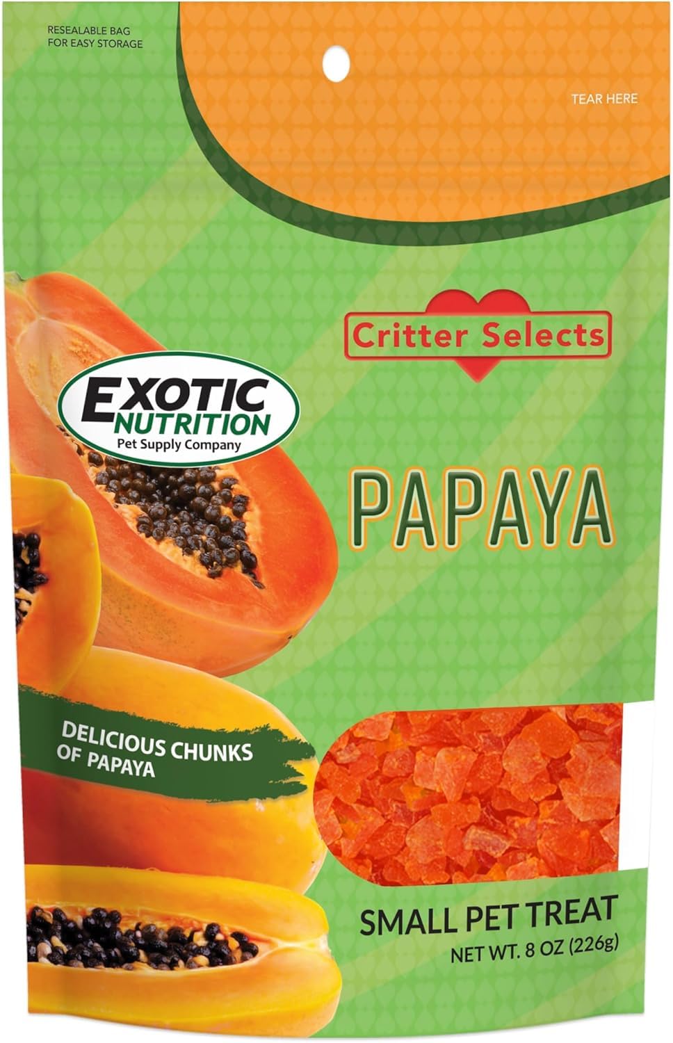 Exotic Nutrition Papaya Treat 1/2 LB - Healthy Natural Dried Fruit Treat - Rabbit, Guinea Pig, Hamster, Gerbil