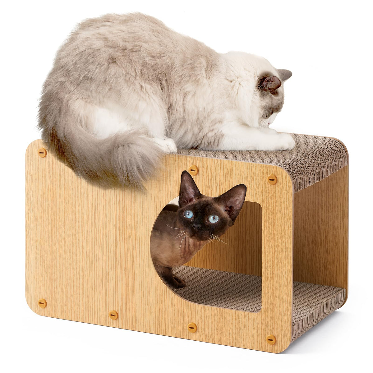 EHEYCIGA Cardboard Cat Scratcher House, 17-Inch Corrugated Cat Scratcher for Indoor Cats, Kitten Scratching Bo