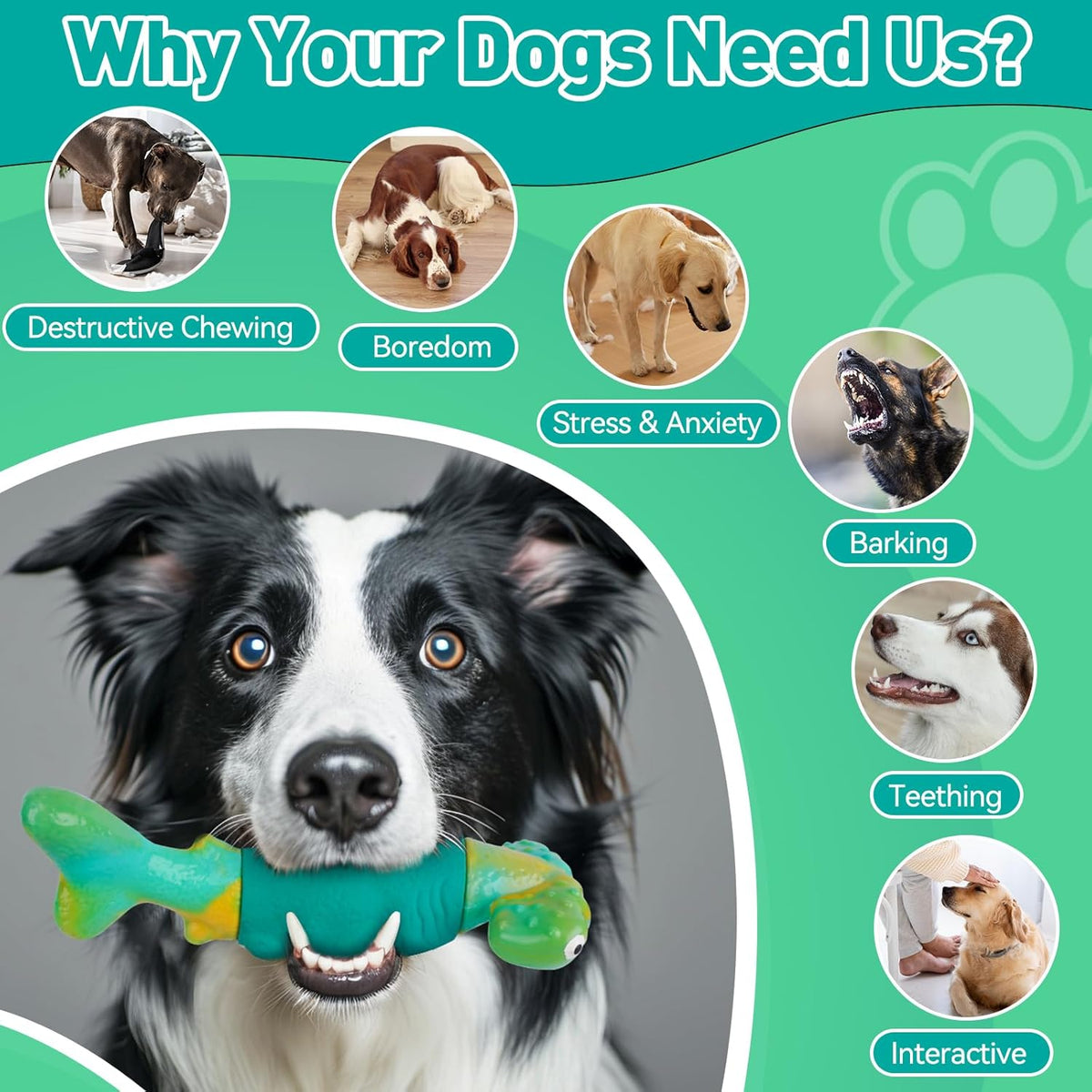 Dog Toys for Aggressive Chewers, Interactive Dog Chew Toys for Large Dogs, Squeaky Chew Toys to Keep Them Busy - view 3