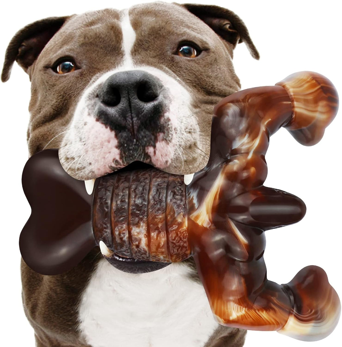 MOXIKIA Dog Chew Toys for Aggressive Chewers Almost Indestructible Dog Toys,Bacon Flavor,Tough Dog Bone Toys f