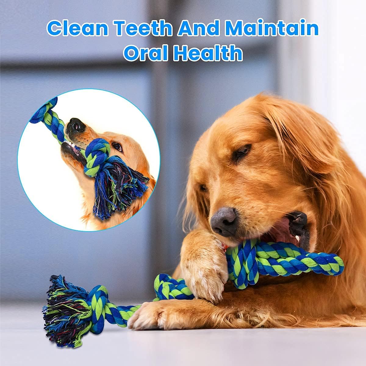 Feeko Heavy Duty Dog Rope Toys for Large Breed Aggressive Chewers, 2 Pack Indestructible Teeth Cleaning Tug of - view 4