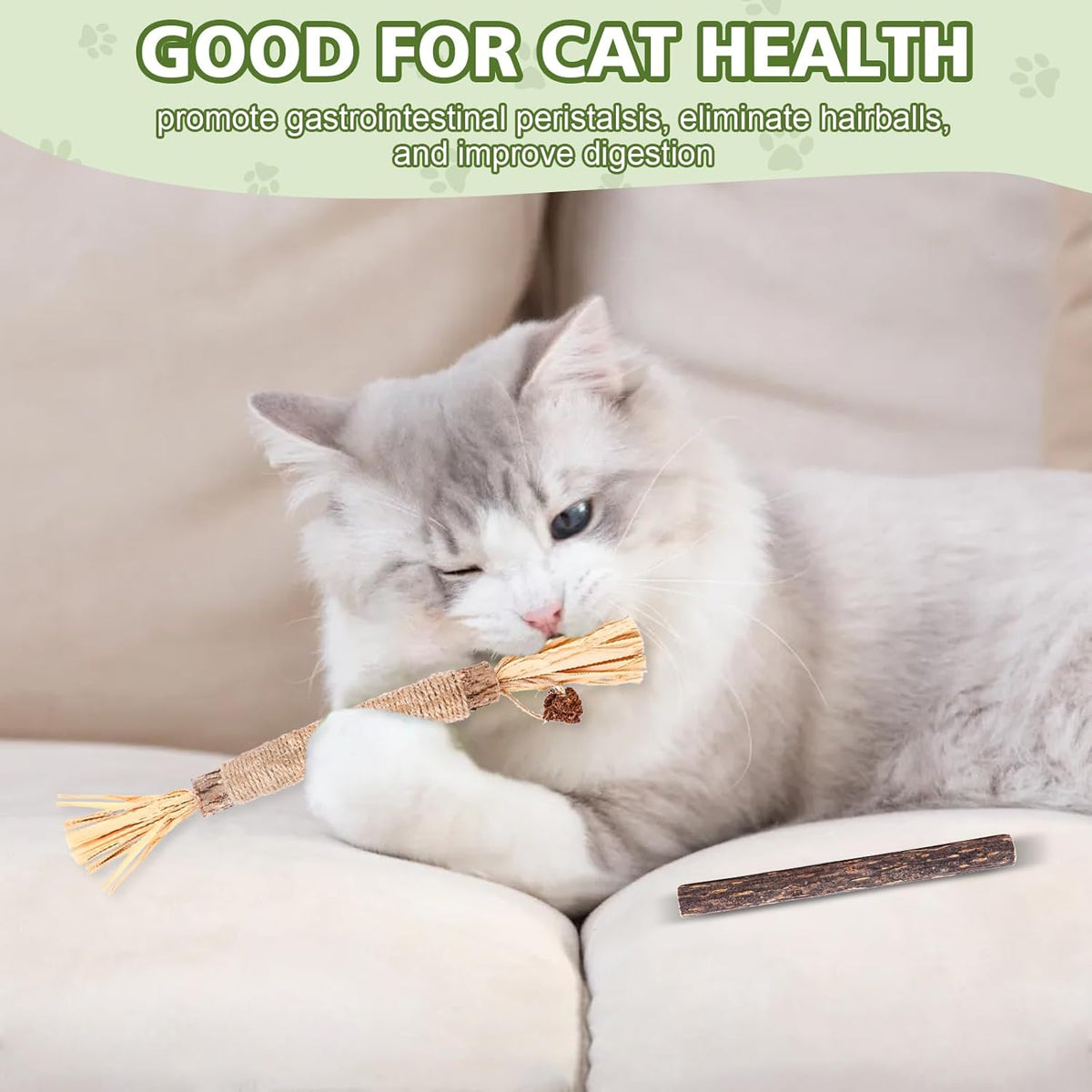 WOUSEDO 6 Pack Silvervine Sticks Cat Toy, Natural Chew Stick for Dental Care Teeth Cleaning,Matatabi Cat nip T - view 4