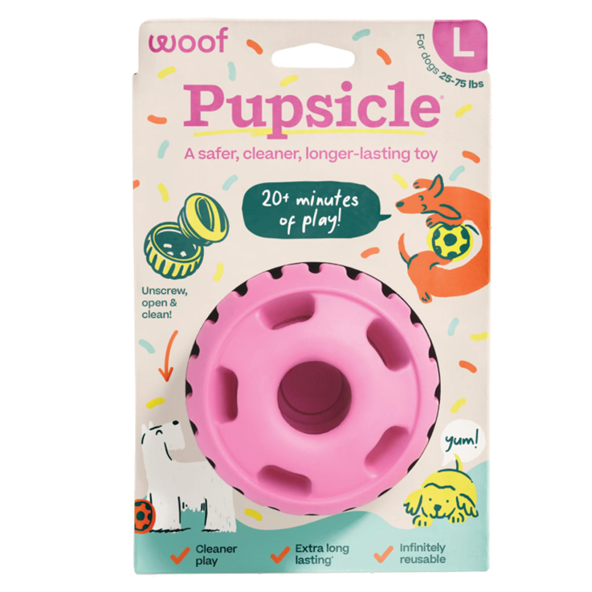 WOOF Party Pupsicle - Long-Lasting Interactive Dog Toys for Boredom - Low-Mess Design - Birthday Gifts for Dog