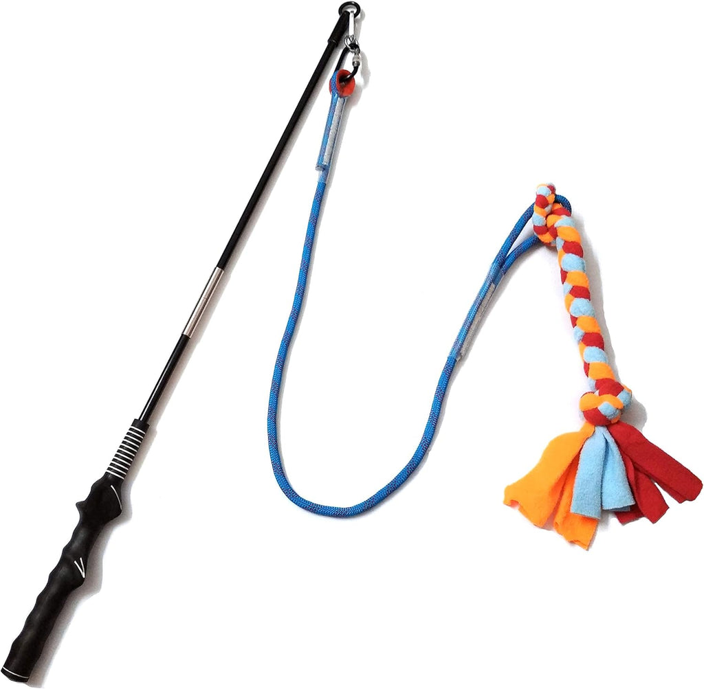 Interactive Flirt Pole Toy for Dogs Chase and Tug of War,Durable Teaser Wand with Pet Fleece Rope Tether Lure 
