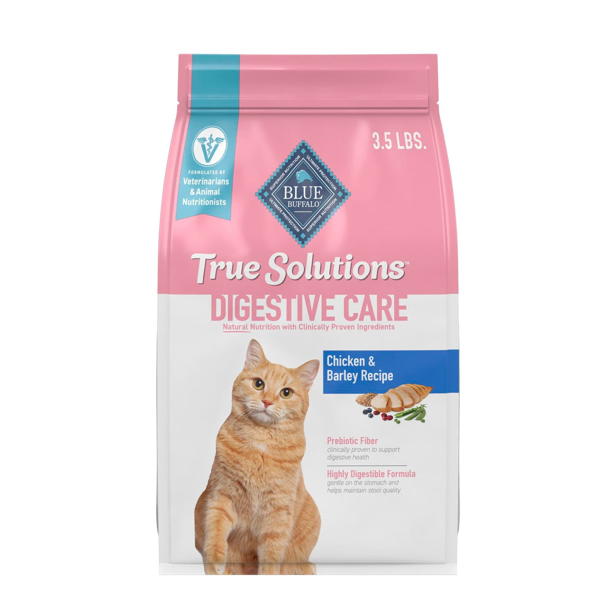 Blue Buffalo True Solutions Digestive Care Natural Dry Cat Food for Adult Cats, Chicken, 3.5-lb. Bag