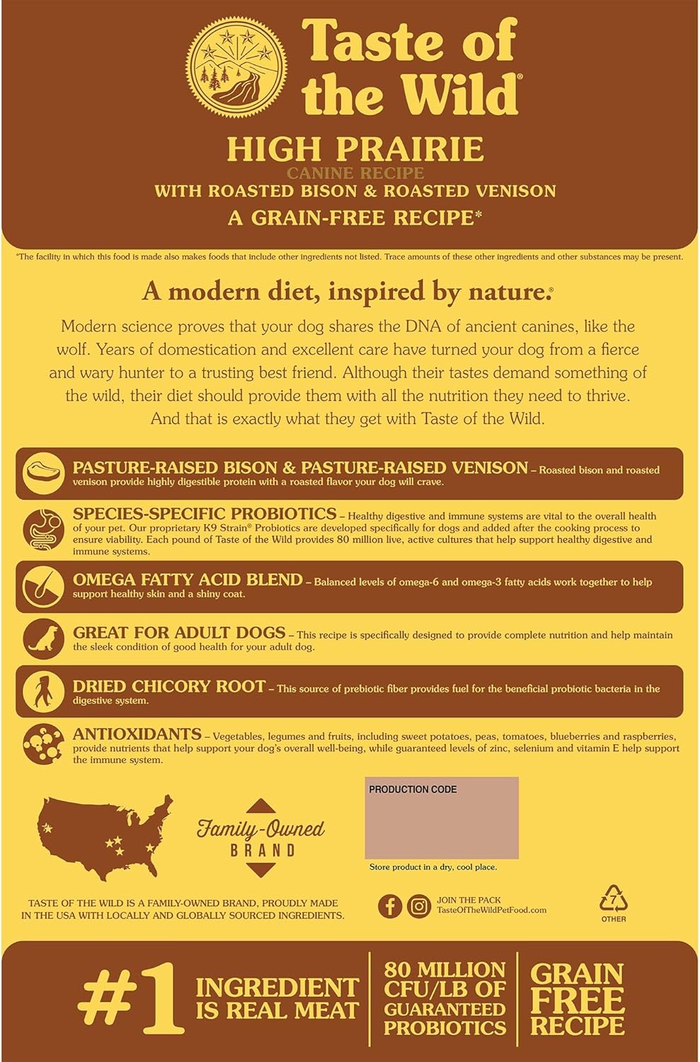 Taste of the Wild High Prairie Canine Grain-Free Recipe with Roasted Bison and Venison Adult Dry Dog Food, Mad - view 2