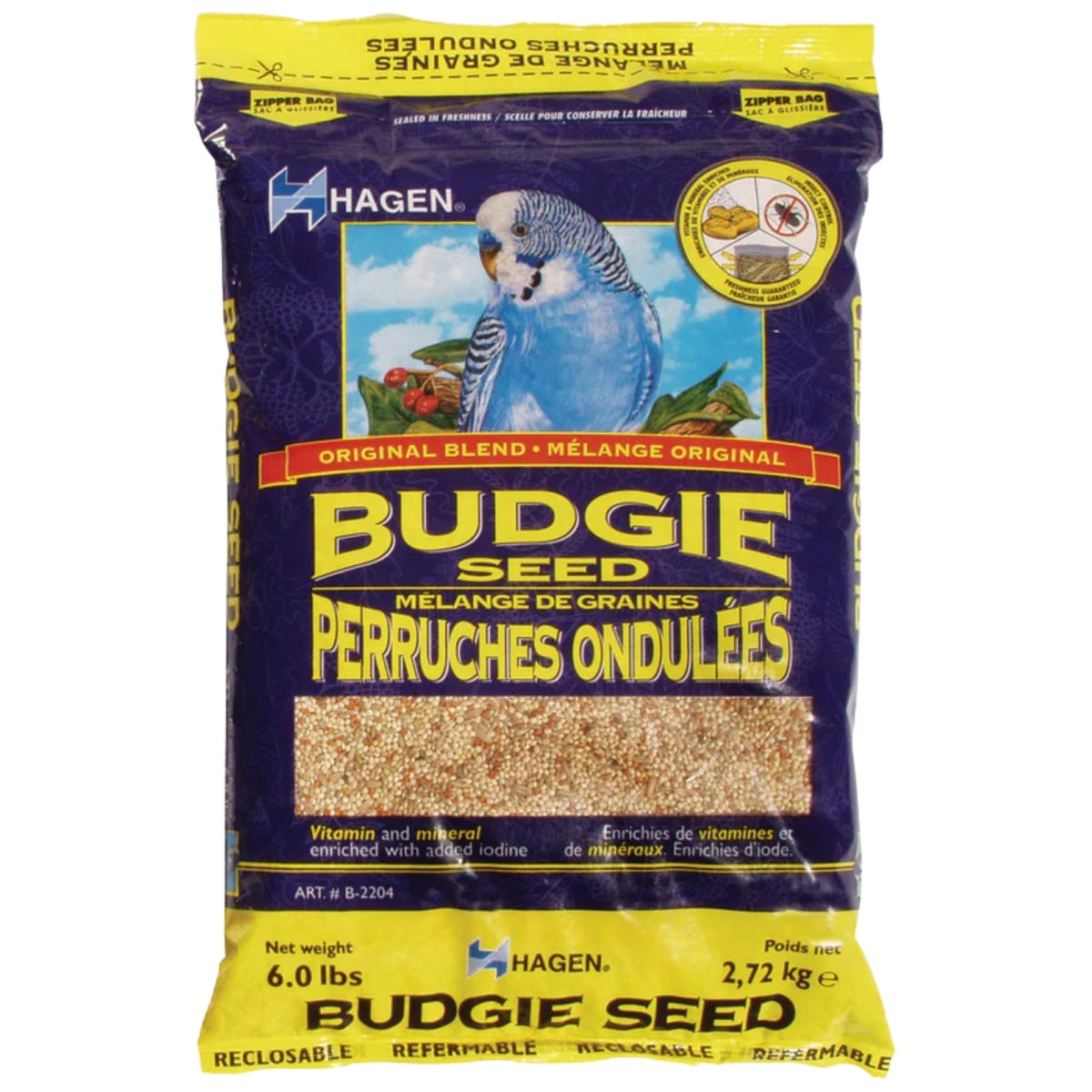 Hagen Parakeet/Budgie Staple VME Seed – Premium Blend, Nutritionally Balanced, Fortified with Vitamins & Miner