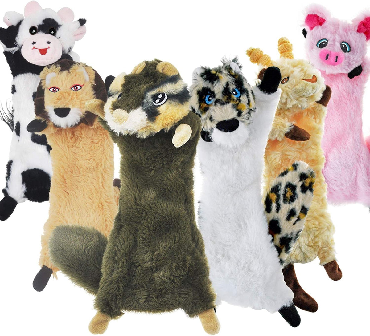 SHARLOVY Dog Squeaky Toy No Stuffing 6 Pack, Dog Toys Crinkle for Small Puppy, Durable Chew Plush Cute Animals