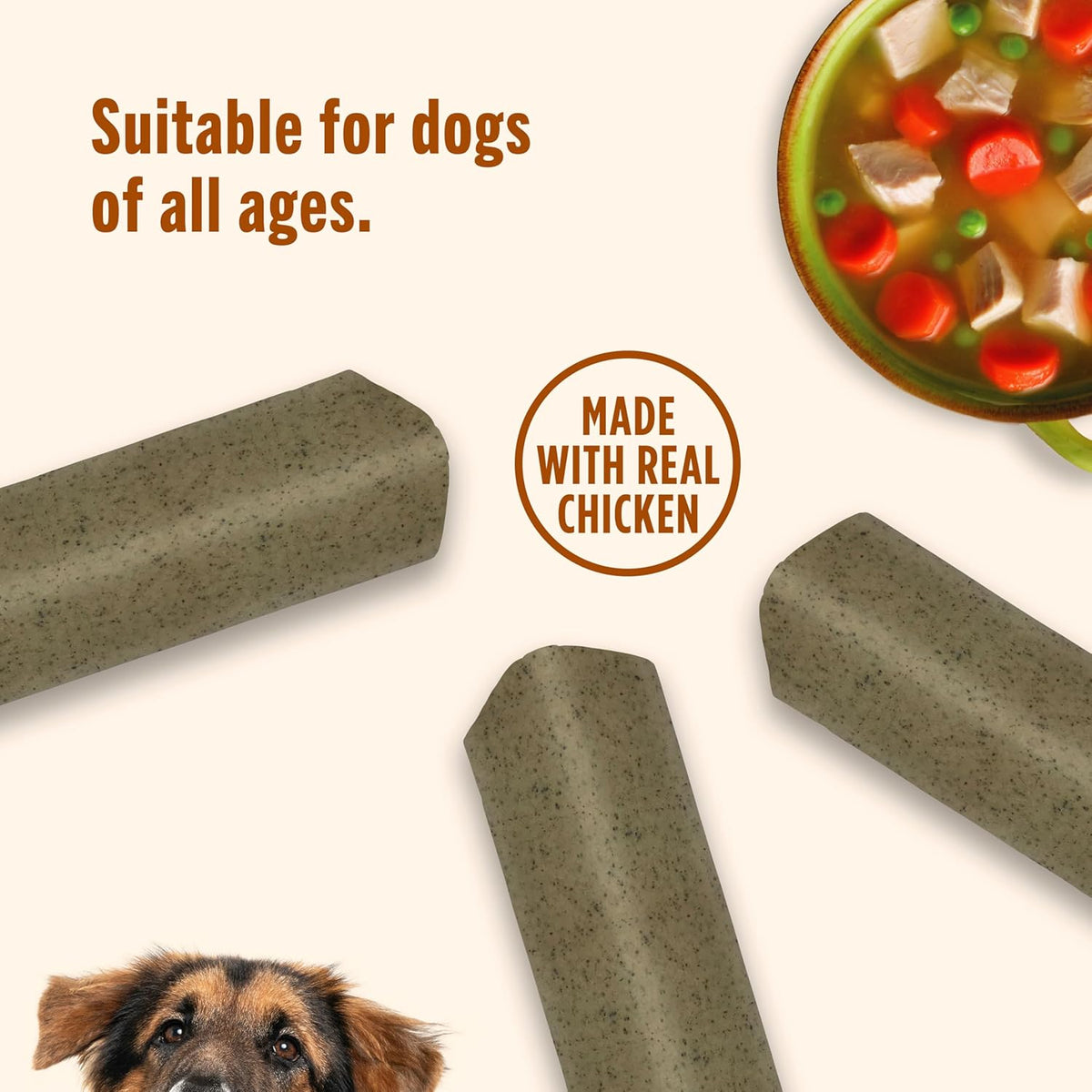 Nutrish Soup Bones Premium Dog Chews with Real Chicken and Veggies, Soft Texture Dog Treats, 11 Chews, Packagi - view 7