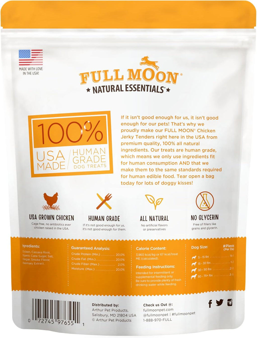 Full Moon Chicken Jerky Tenders Healthy All Natural Dog Treats Human Grade Made in USA 26 oz - view 2