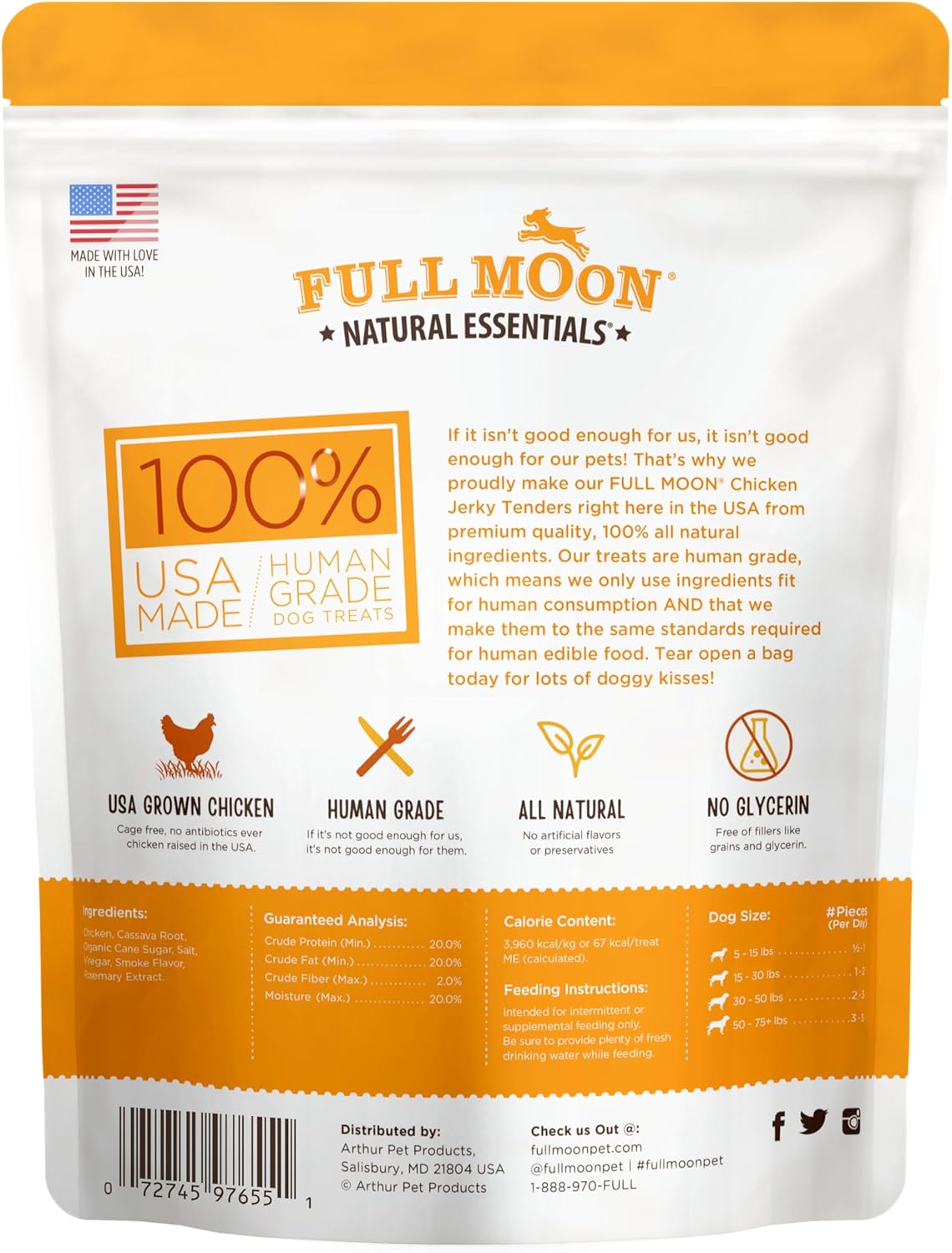 Full Moon Chicken Jerky Tenders Healthy All Natural Dog Treats Human Grade Made in USA 26 oz - view 2