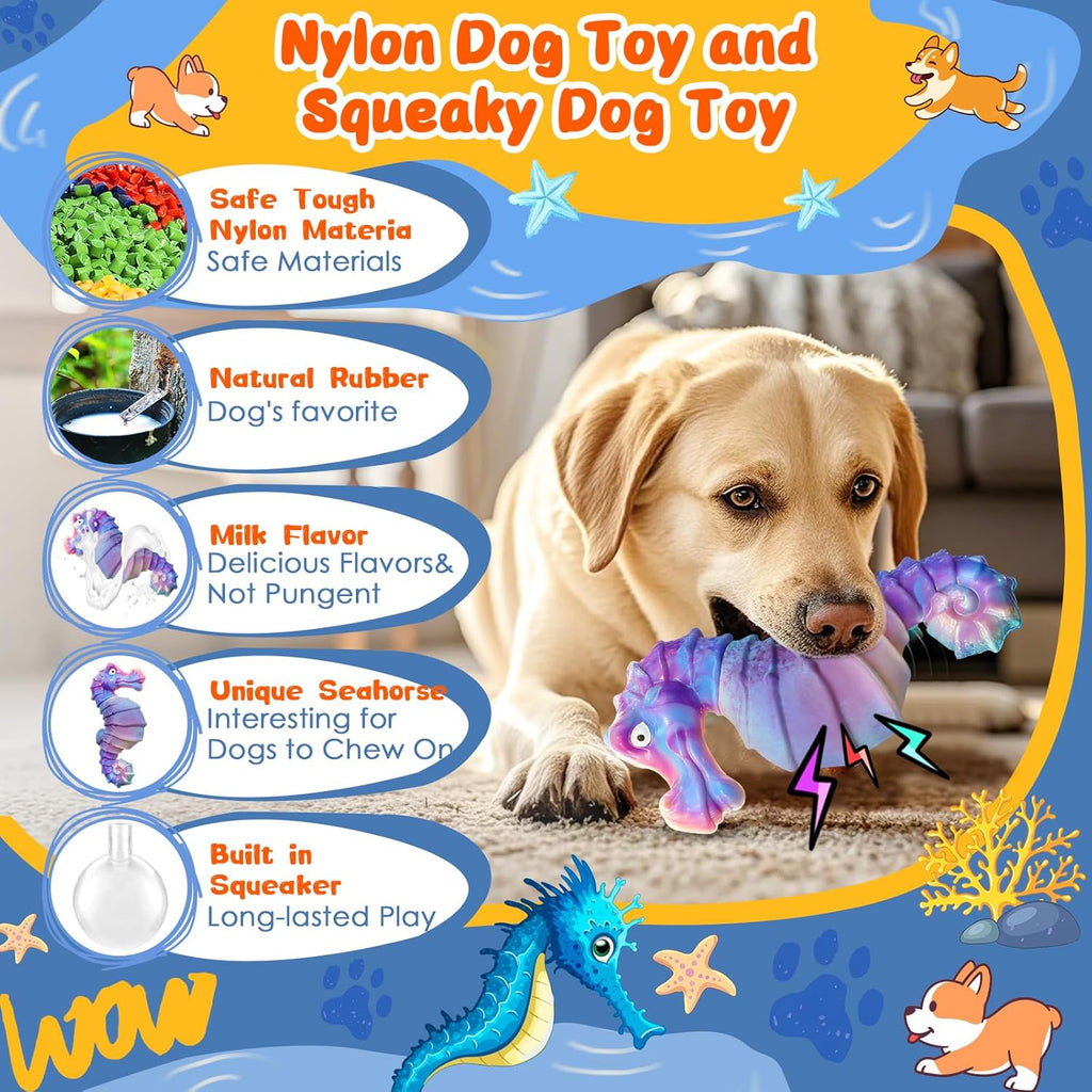 Jeefome Dog Chew Toys for Aggressive Chewers: Squeaky Dog Chew Toys for Large Dogs-Tough Indestructible Toys f - view 3