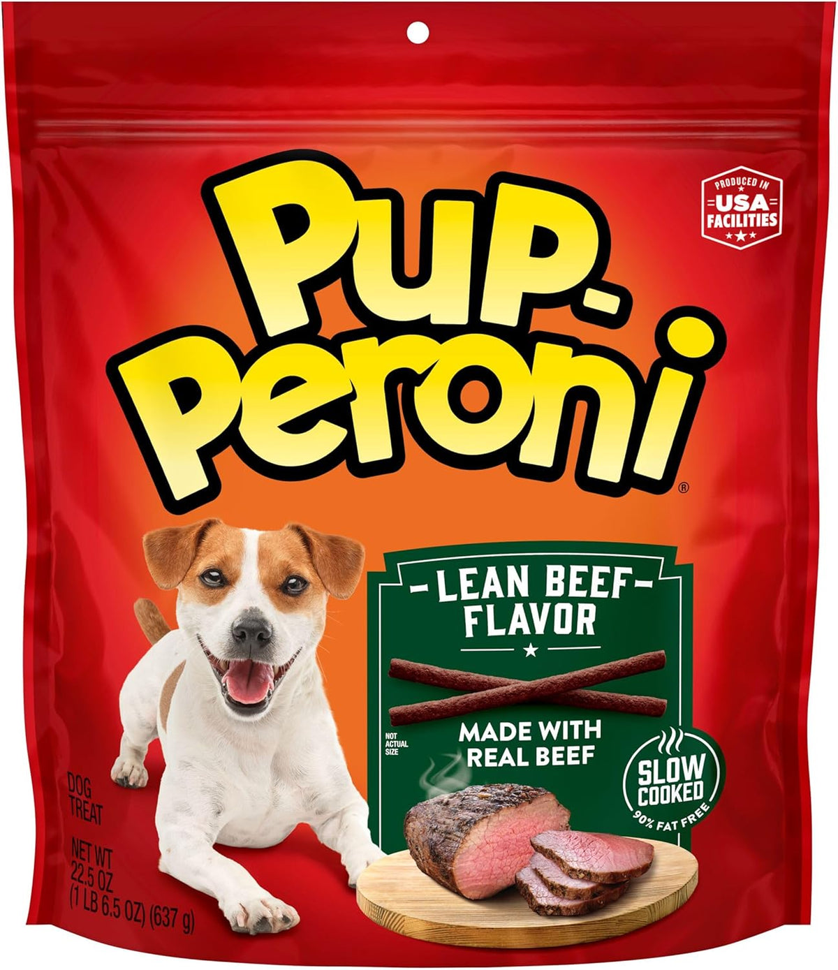 Pup-Peroni Dog Treats, Lean Beef Flavor, 22.5 Ounce, Made with Real Beef, 90% Fat Free