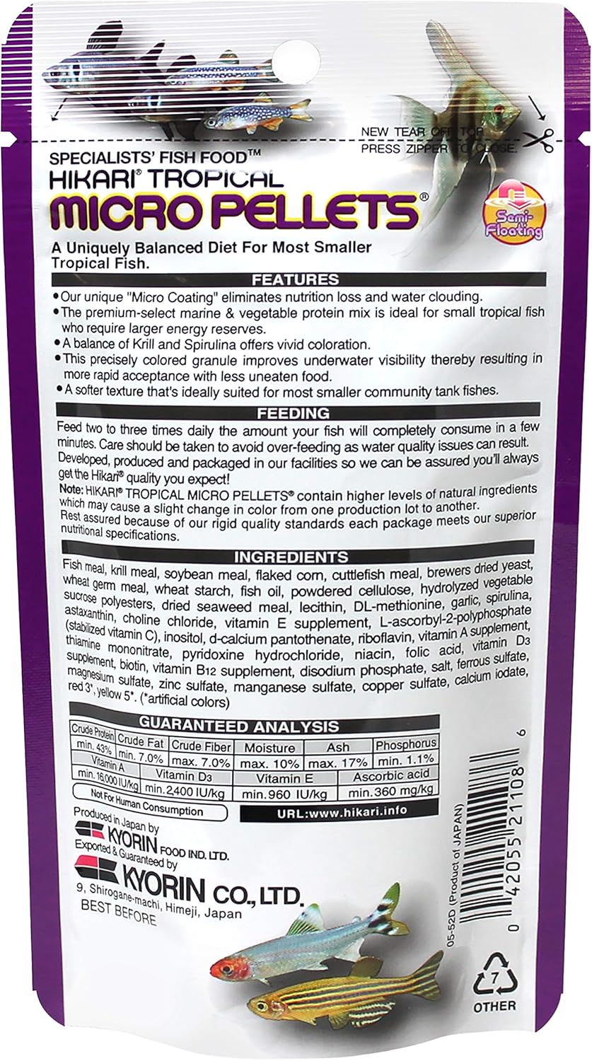 Hikari Tropical Semi-Floating Micro Pellets Fish Food, 0.77 Oz (22g) - view 2