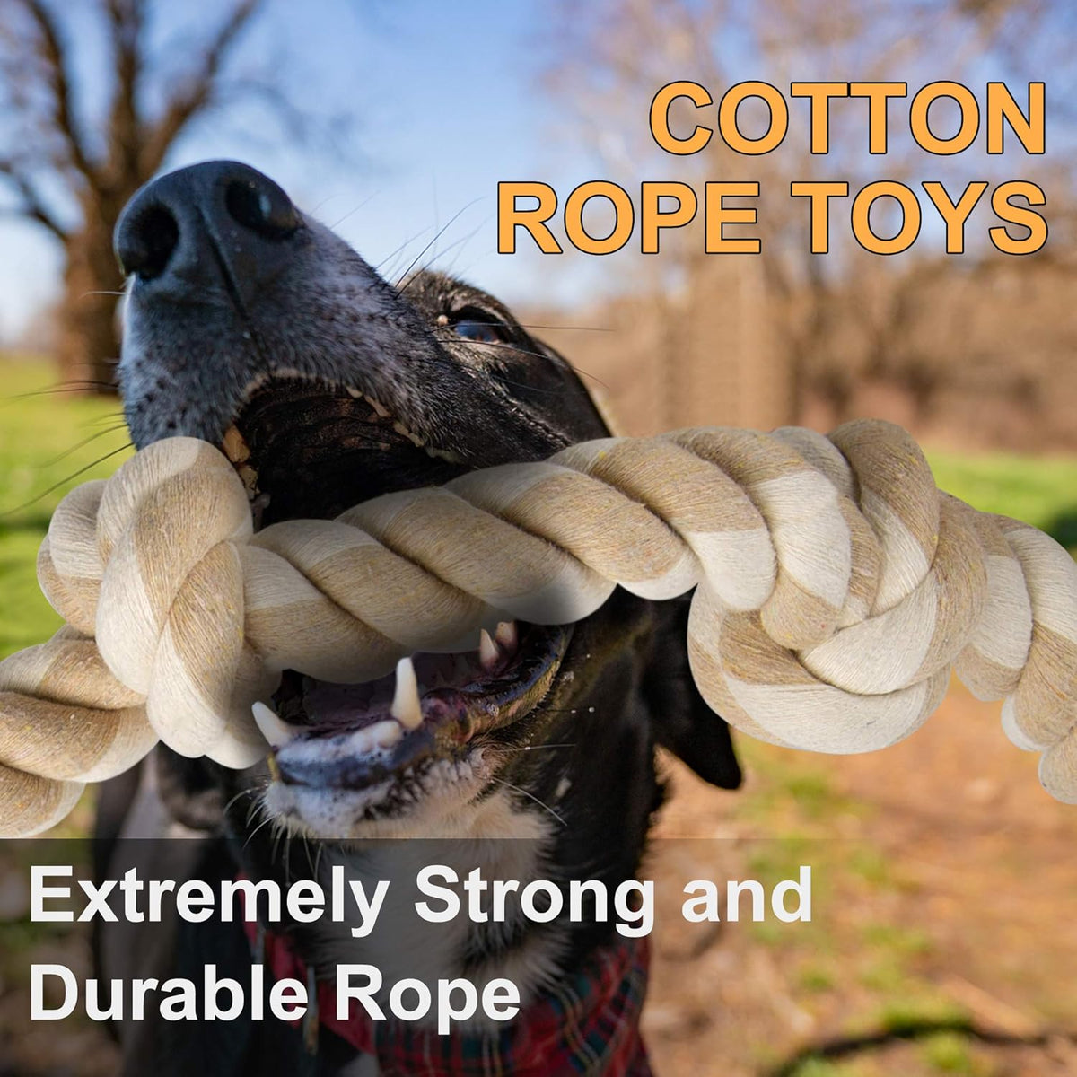 Fida Dog Rope Toys for Large/Medium Aggressive Chewers, Tough Cotton Chew Toy, 3 Feet 5 Knots Indestructible,  - view 2