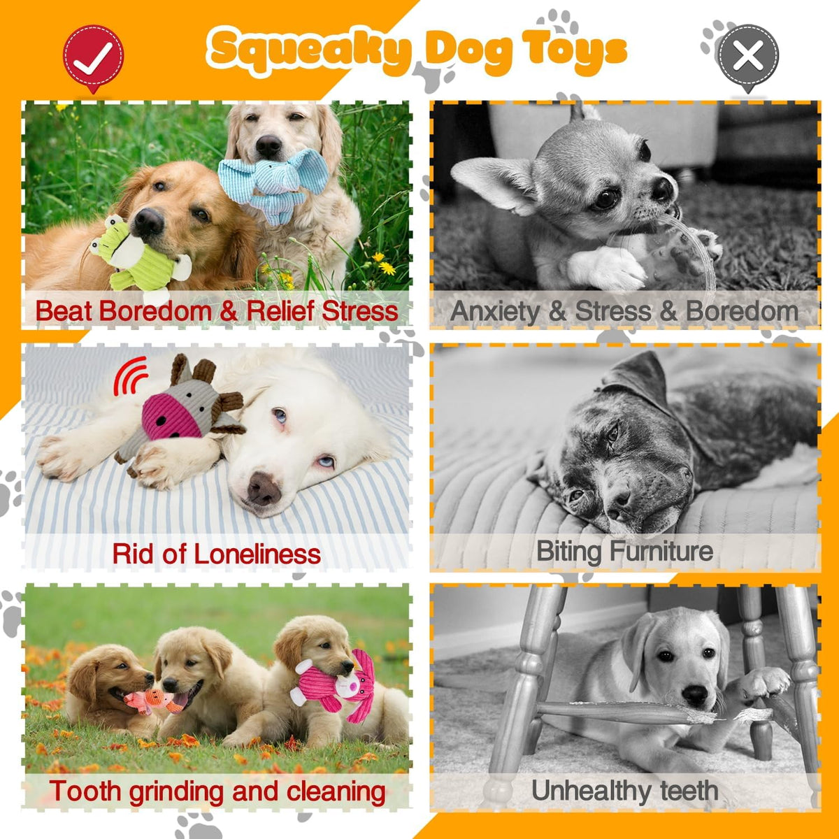 MRSOHRET 5 Pack Squeaky Dog Toys, Tough Stuffed Plush Puppy Tough Chew Toys, Durable Plush Animal Dog Toy for  - view 4