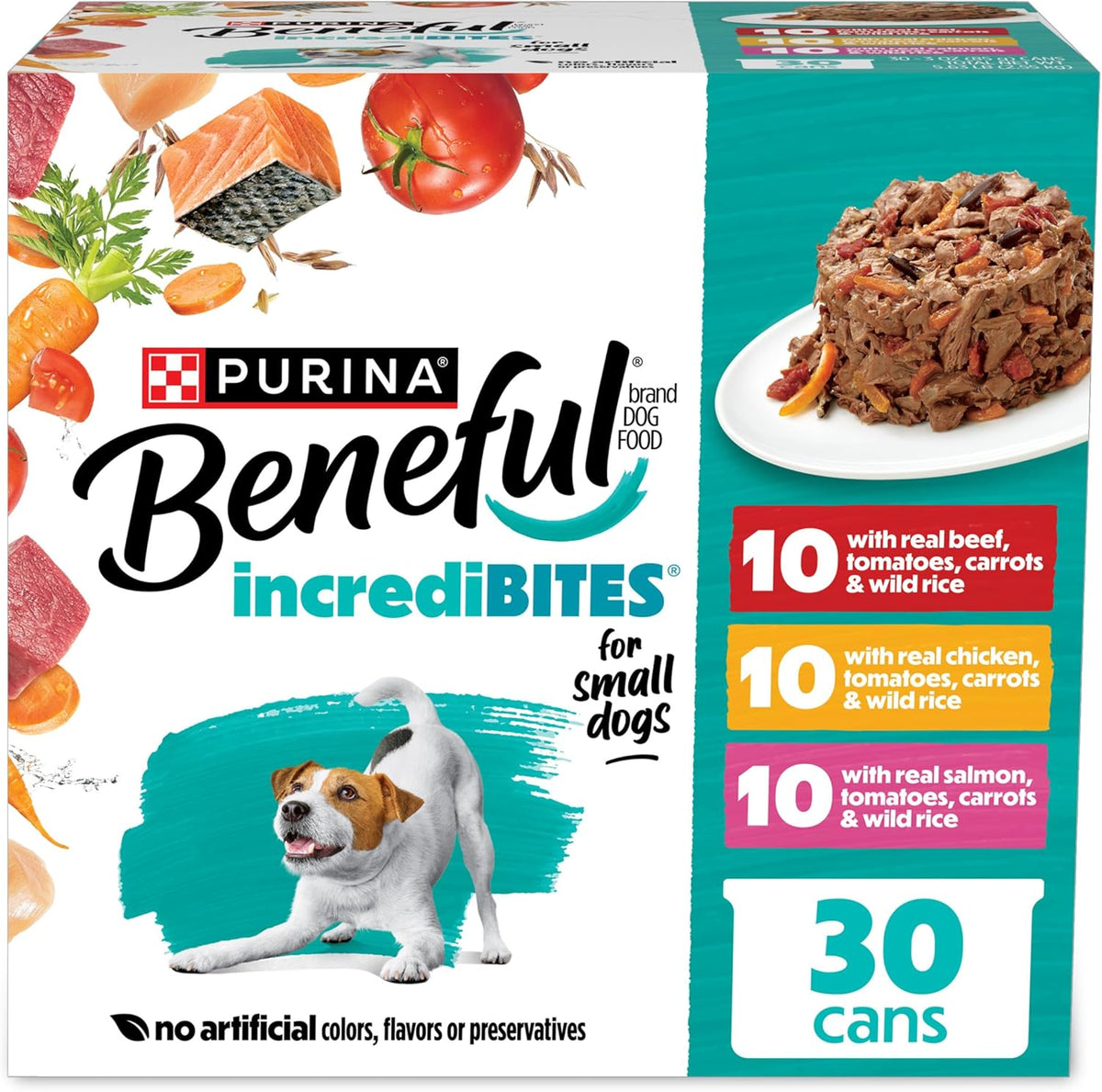 Beneful Purina Small Breed Wet Dog Food Variety Pack, IncrediBites With Real Beef, Chicken and Salmon - (Pack 