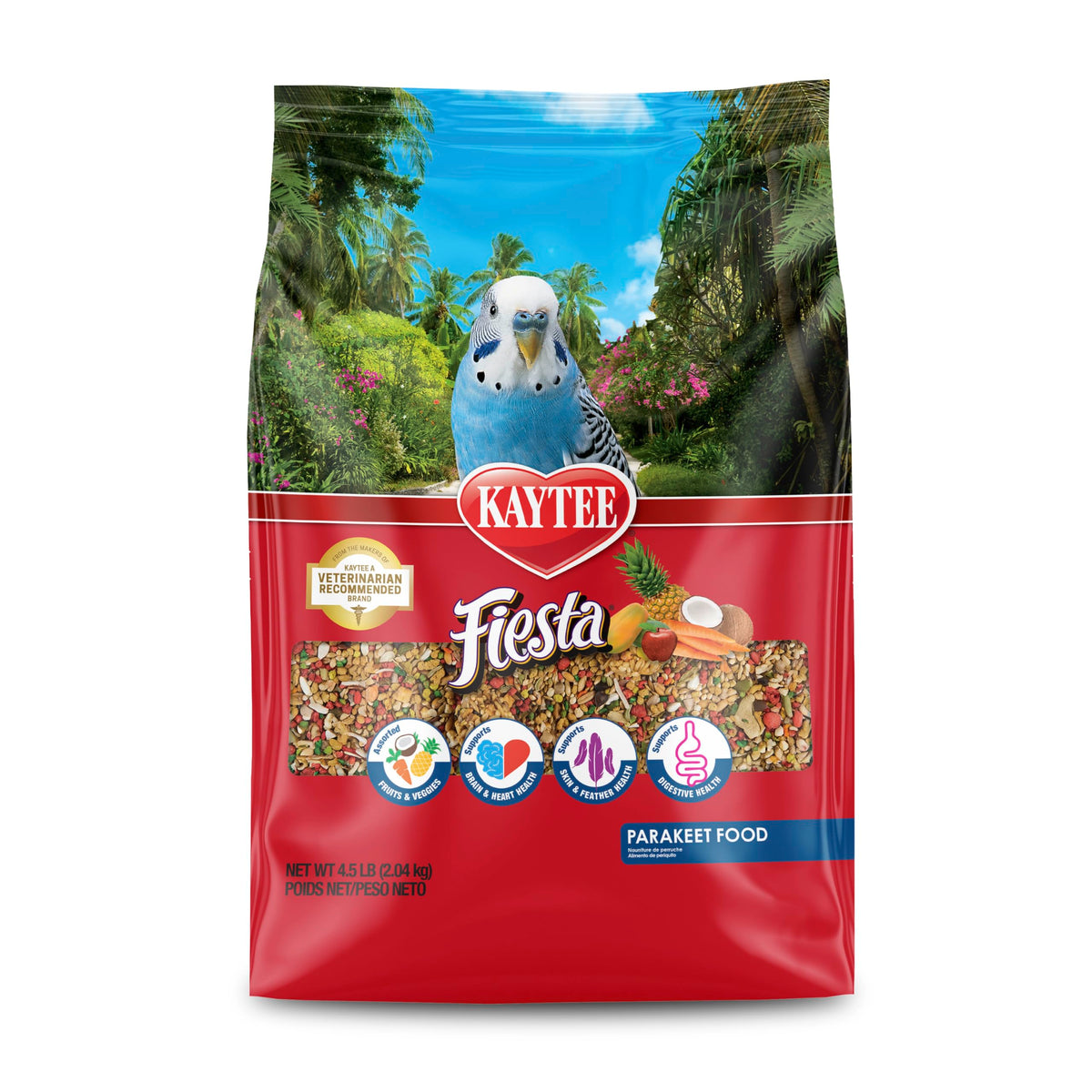 Kaytee Fiesta Parakeet Food, Nutritious and Fun Blend, Supports Skin, Feather, Digestion, Brain and Heart Heal