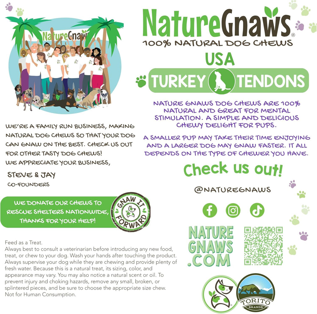 Nature Gnaws USA Turkey Tendons for Dogs (4oz) - Delicious Grain Free Reward Snack for Small, Medium & Large B - view 5